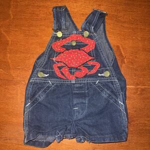 Mes Amis Sauvages Liberty Denim Overall CRAB Overlay Size 2T Toddler Vintage